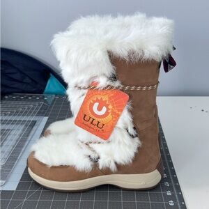 ULU Akna Women's Winter Boots - Tan Suede and Rabbit Fur Size 7